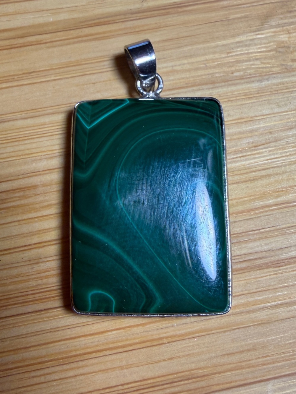 Natural Green Malachite Rectangular Pendant Boho Crystal Necklace Charm